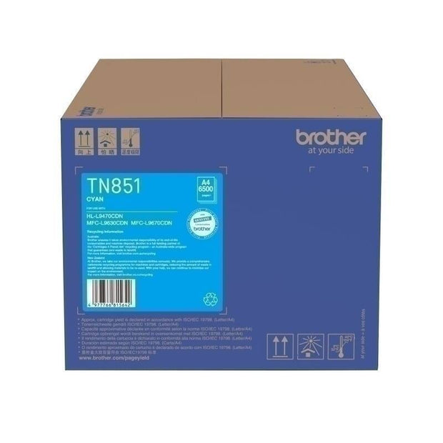 Brother TN851 Toner Cart 6,500 Pages Cyan