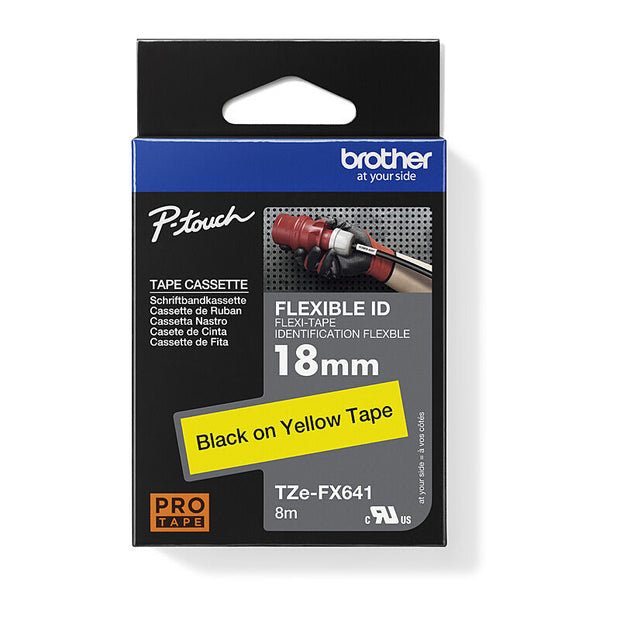 Brother TZeFX641 Flexible Tape 18mm x 8m on Black Yellow