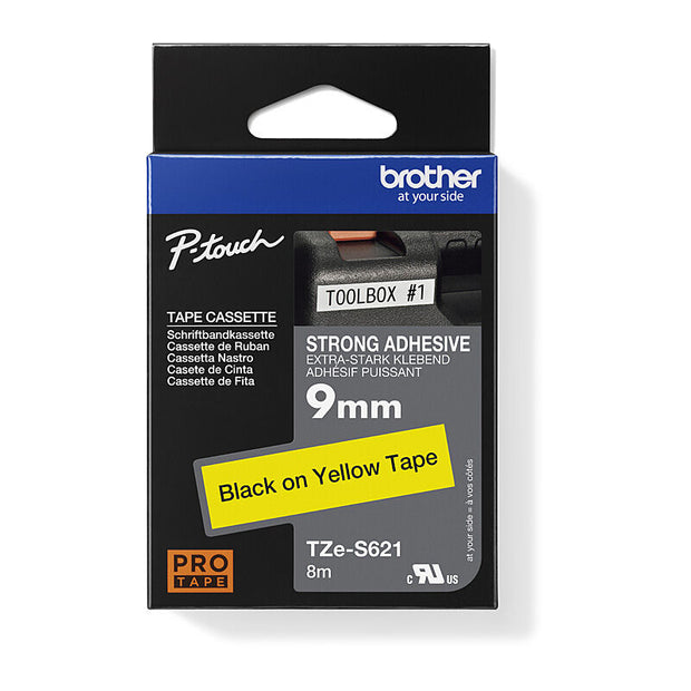 Brother TZeS621 Labelling Tape 9mm x 8m on Black Yellow