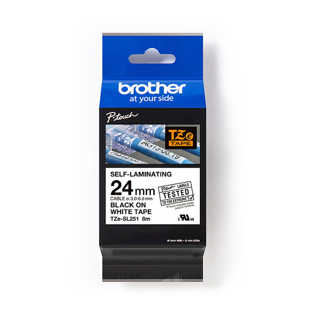 Brother TZeSL251 Label Tape 24mm x 8m Black on White