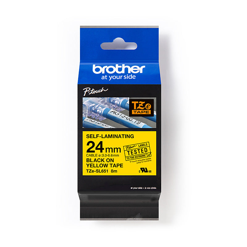 Brother TZeSL651 Label Tape 24mm x 8m on Black Yellow