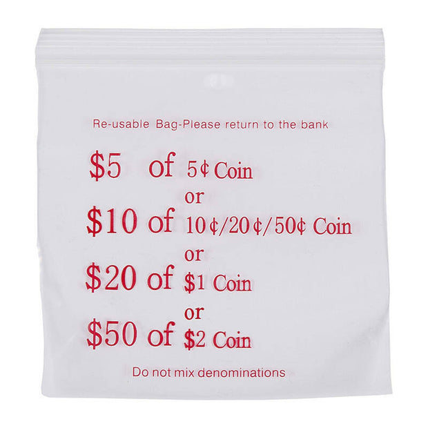 Cmbld Coin Bag 110X100 Pk100 Clear/ Clear/Red
