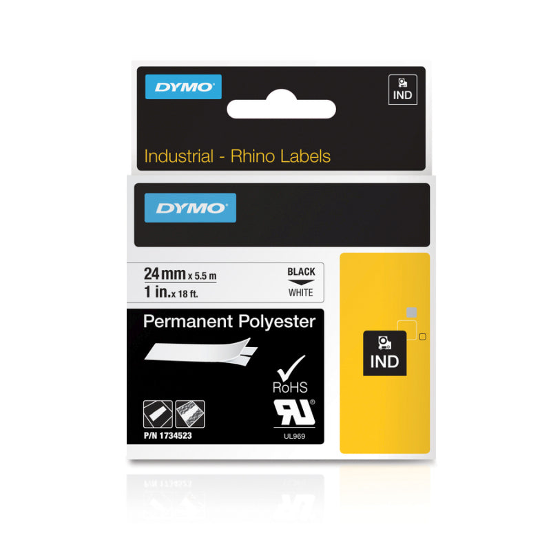 Dymo Rhino 24mm Perm Poly Tape X 5.5m White