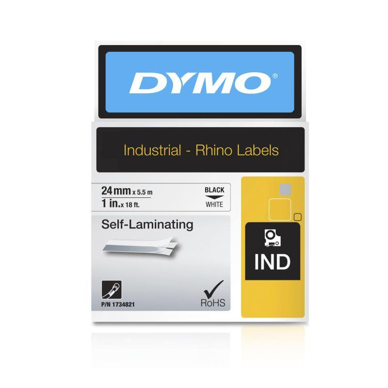 Dymo Rhino 24mm Wht Vinyl Black on White