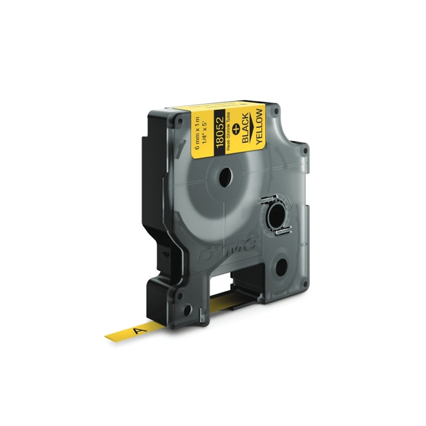 Dymo Rhino H/S Lbl 6mm on Black Yellow