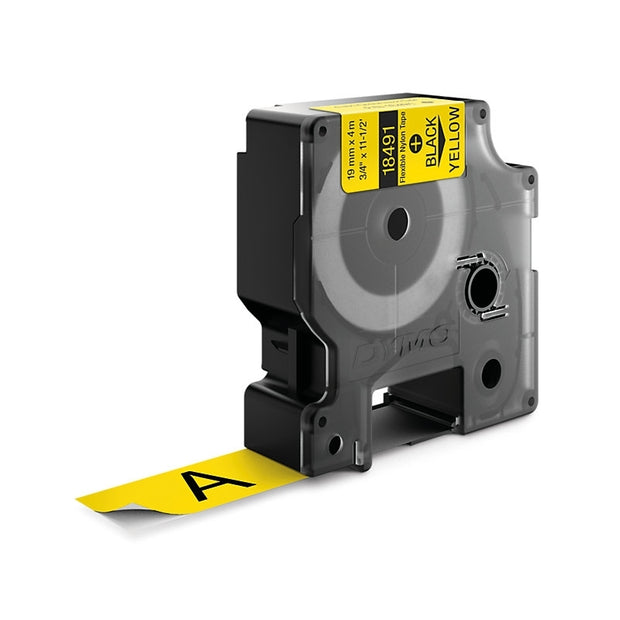 Dymo Rhino Ny Lbl 19mm Blk/Yel on Black Yellow