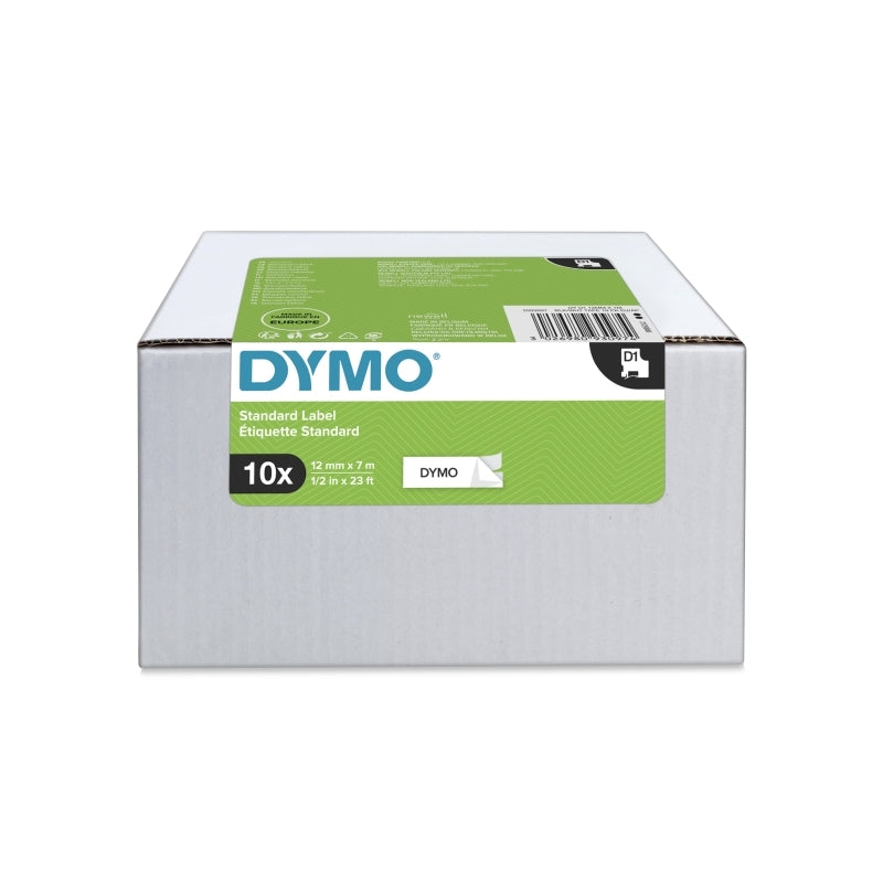 Dymo D1 Black/Whi 12Mmx7M Pk10 12mm x 7m Black on White