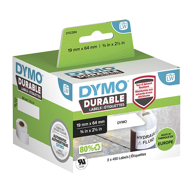 DY LW Dur MP Label 19x64mm NP 19mm X 64mm White