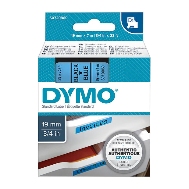 D1 Blk on 19mmx7m Tape 19mm x 7m Black Blue