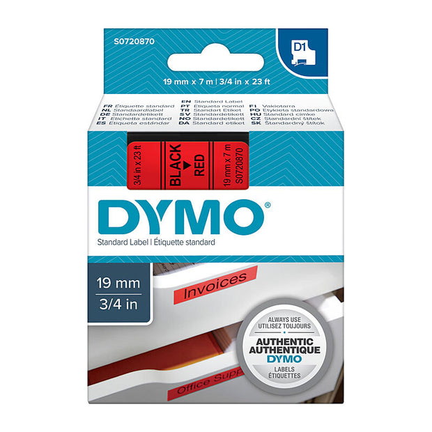 D1 Blk on 19mmx7m Tape 19mm x 7m Black Red