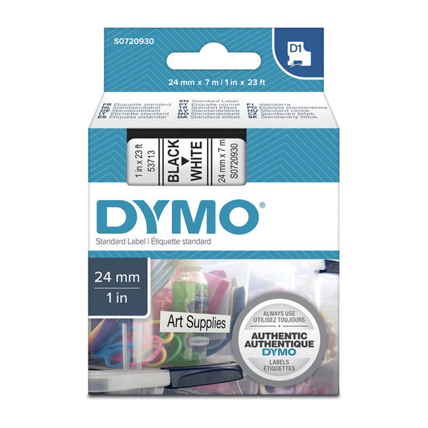 D1 Blk on Wht 24mmx7m Tape 24mm x 7m