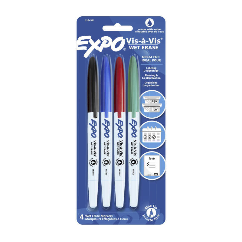Expo WB Mrkr Wet Erase Pk4 Bx6 Assorted