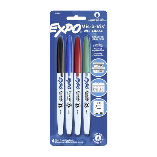 Expo WB Mrkr Wet Erase Pk4 Bx6 Assorted