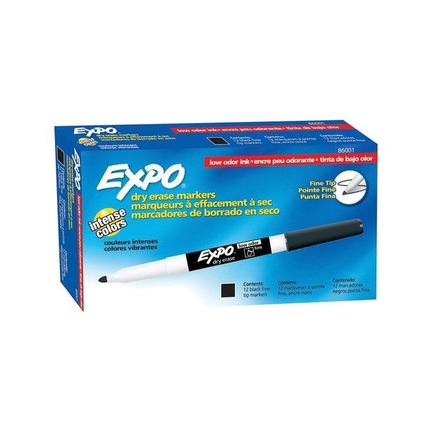 Expo W/B Marker Fine Blk Bx12 Black