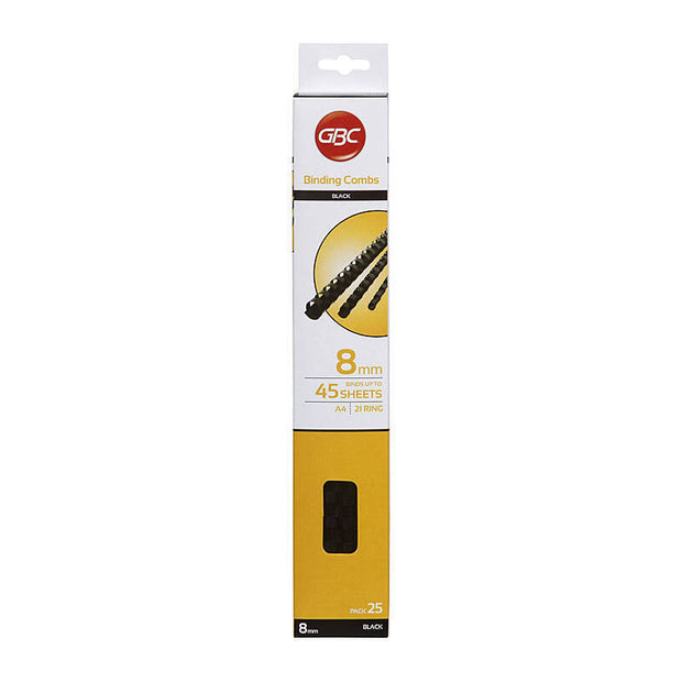 GBC Plas 21 Loop 8mm Blk Pk25 Black