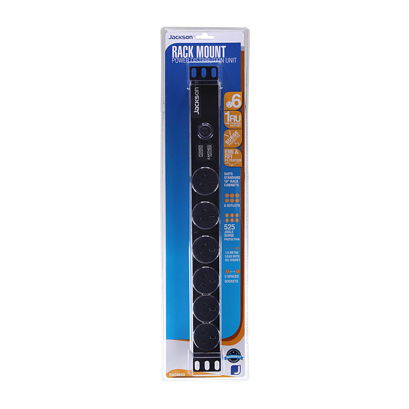 Jackson 6 Way Rack Mount PDU Black