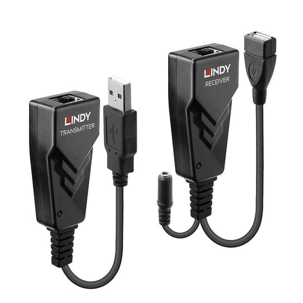 Lindy 100m CAT6 USB 2.0 Ext Black