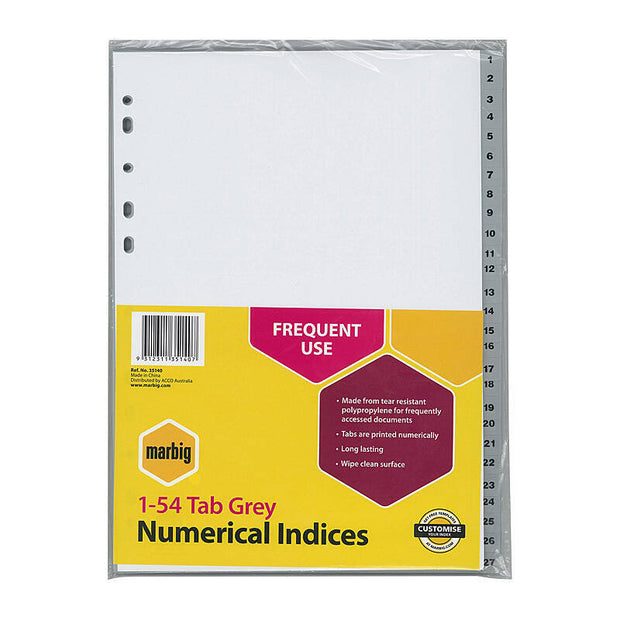 Mbg Indices PP A4 1-54Tab Grey