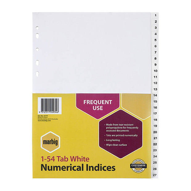Mbg Indices Wht PP A4 1-54Tab White
