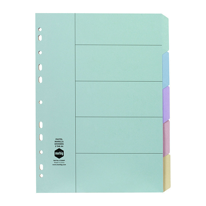 Mbg Divider Mnlla A4 Pstl 5Tab Pastel