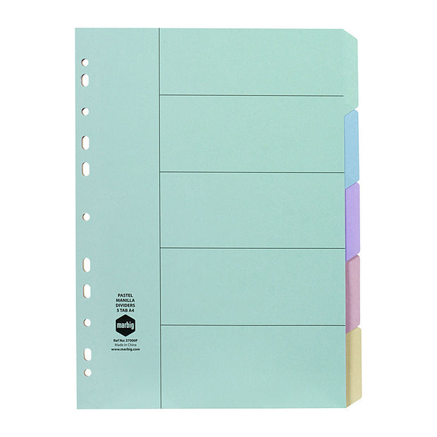 Mbg Divider Mnlla A4 Pstl 5Tab Pastel
