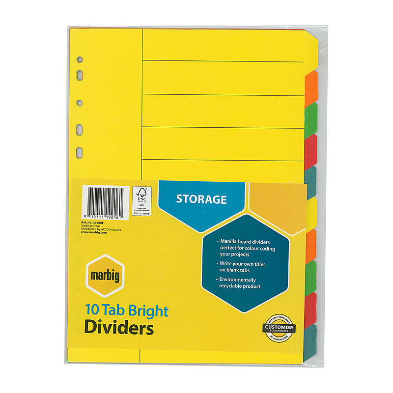 Mbg Dvder Brt Mnlla A4 10Tab Brights