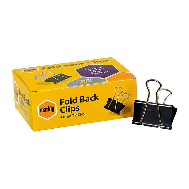 Mbg Fold Back Clips 41mm Bx12 /Silver Black/Silver