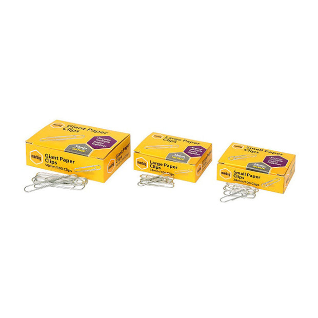 Mbg Paper Clips 33mm Lg Bx100 Silver