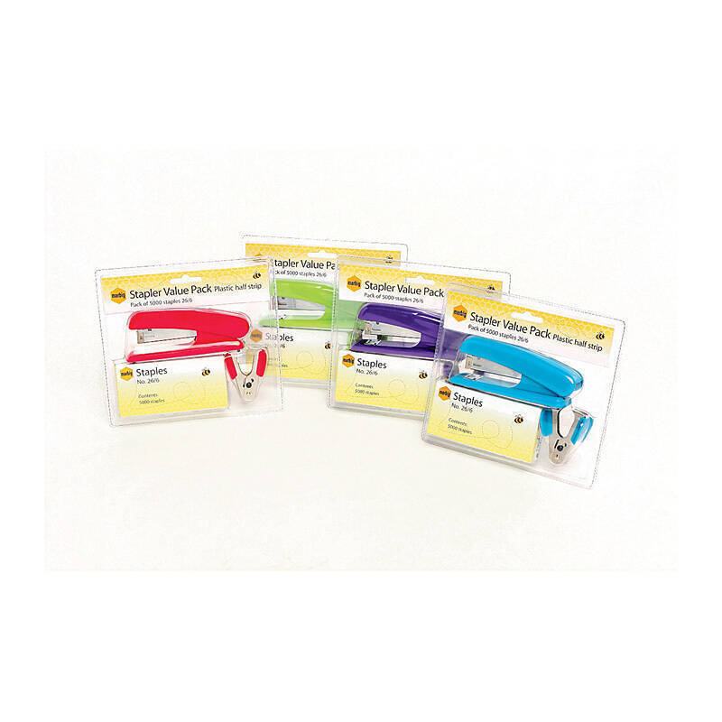 Mbg Stapler 20Sht Astd V/Pack Assorted