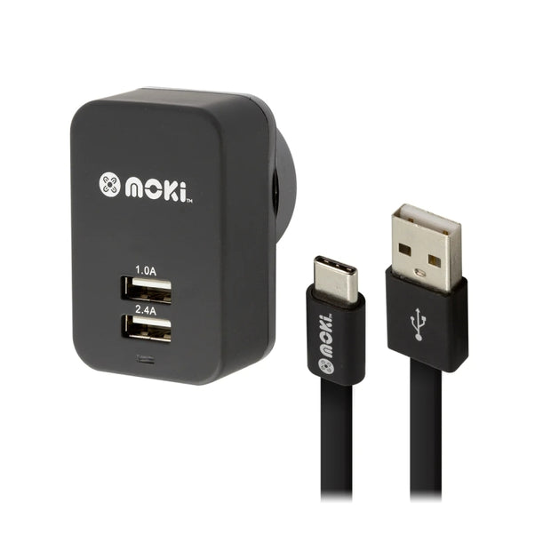 Moki Type-C USB Cable + Wall Black