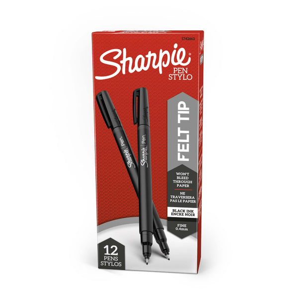 Sharpie Fineliner Pen Blk Bx12 Black