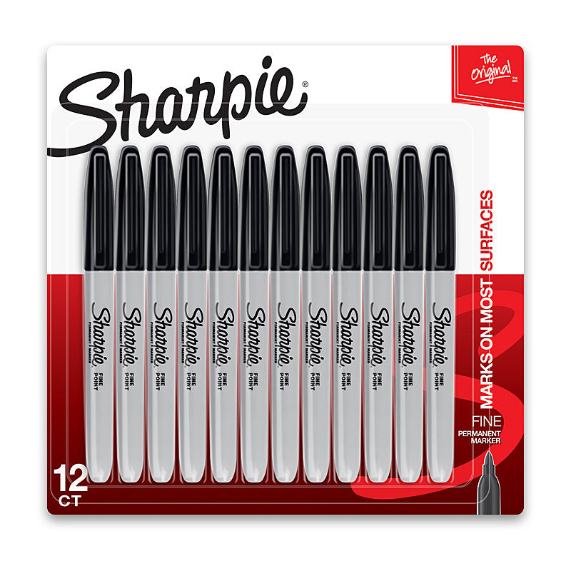 Sharpie Fine Perm Mrk Blk Pk12 Black