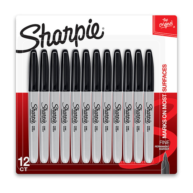 Sharpie Fine Perm Mrk Blk Pk12 Black