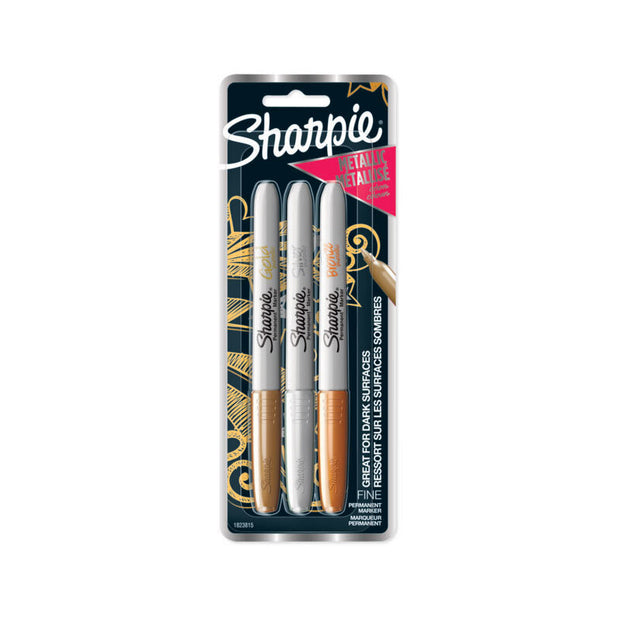 Sharpie PrmMarkFP G/S/BPk3 Bx6 Gold/Silver/Bronze