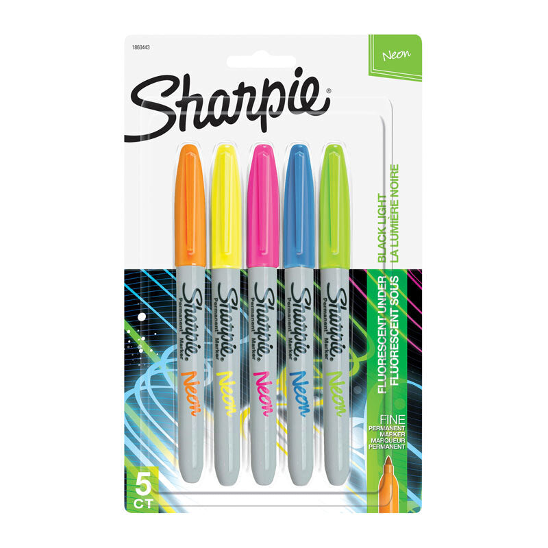 SH Neon Perm Mrk FP Asst Pk5 //Pink// Orange/Green/Pink/Yellow/Blue