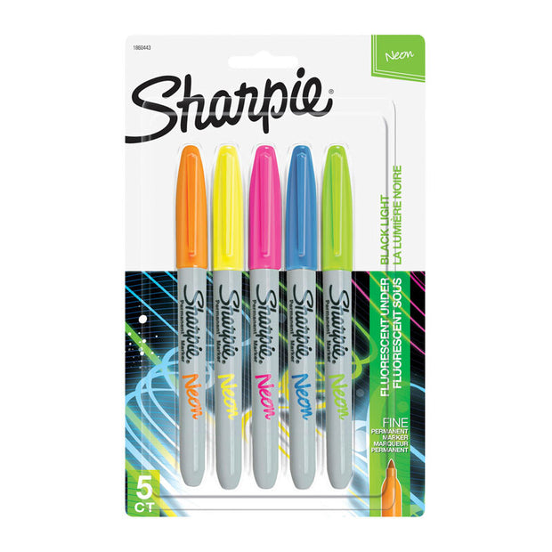 SH Neon Perm Mrk FP Asst Pk5 //Pink// Orange/Green/Pink/Yellow/Blue