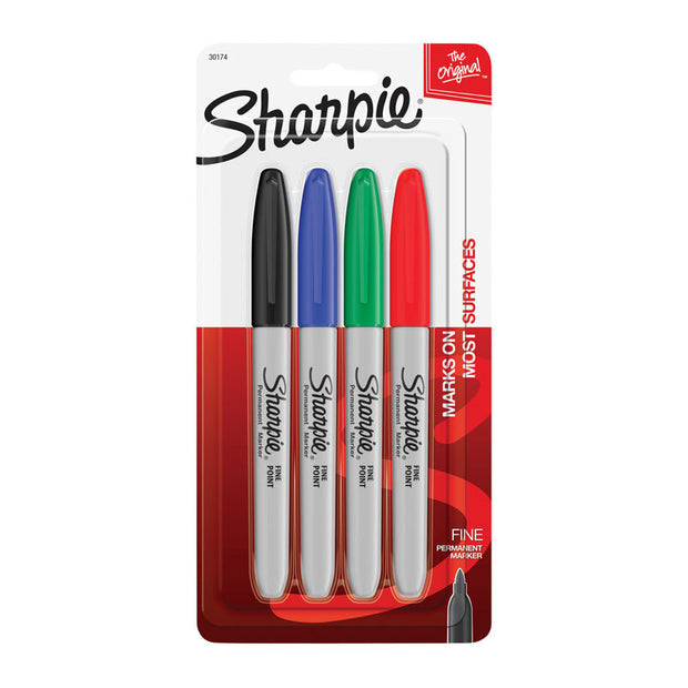 Sharpie PrmMark FP Ast Pk4 Bx6 /// Black/Blue/Red/Green