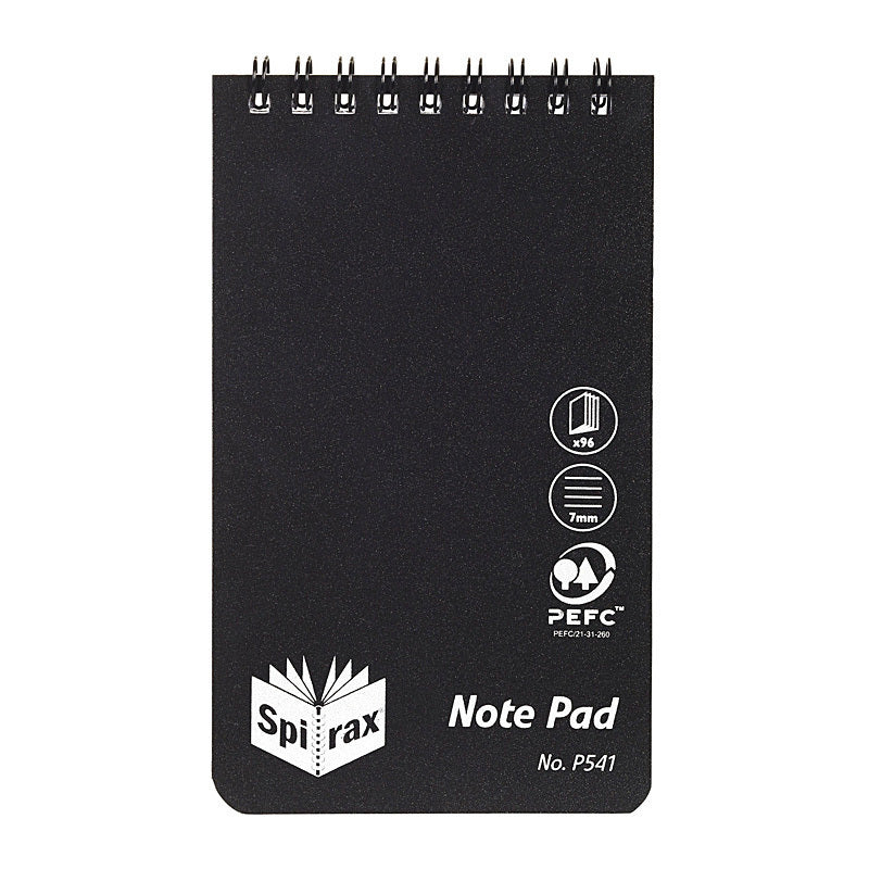 Spirax P541 PP N/book 96Pg PK5 Black