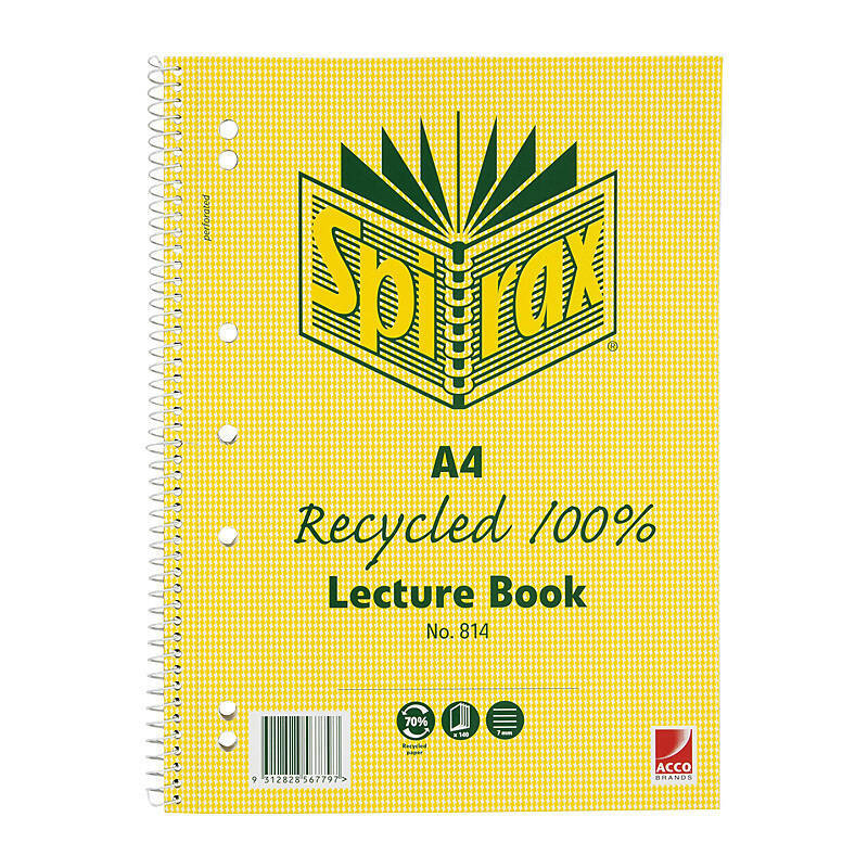 Spirax 814 Recy Lect Black A4 Pk5