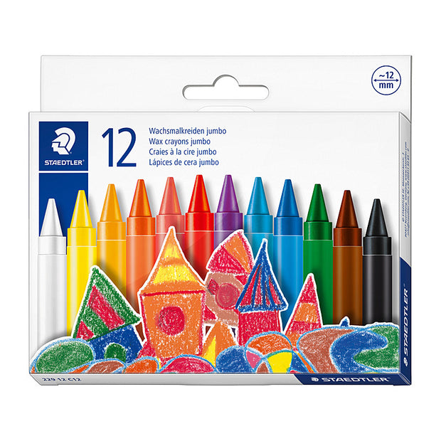 Staed Jumb Red Wax Crayon Bx12 Assorted