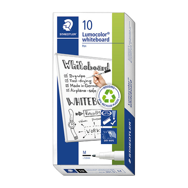 Staedtler W/B Marker Blk Bx10 Black