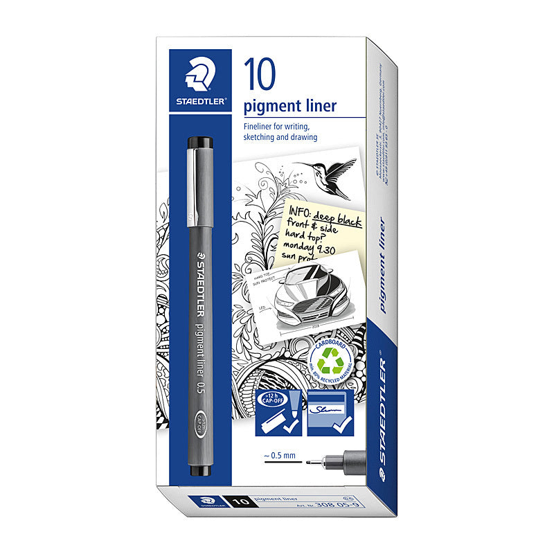Staed Fineliner 0.5mm Blk Bx10 Black