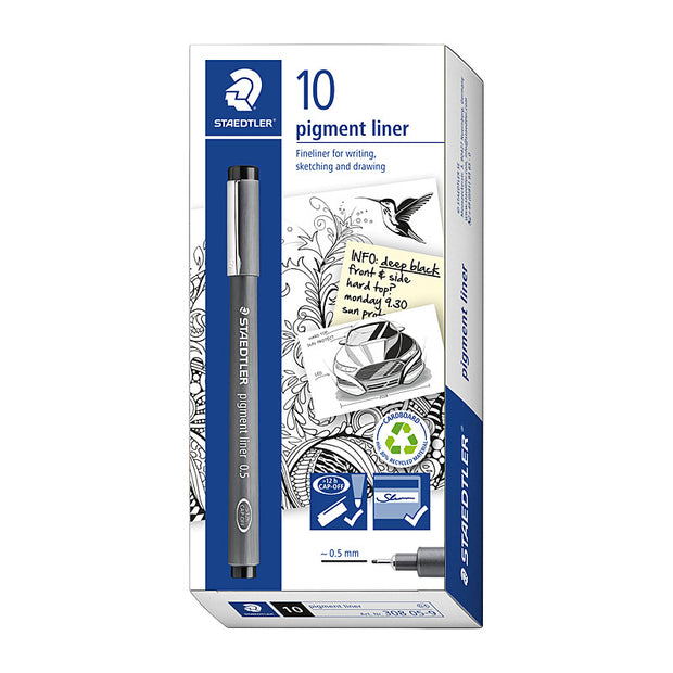 Staed Fineliner 0.5mm Blk Bx10 Black