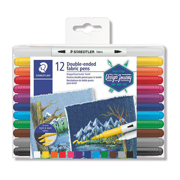 Staed Doub Fabric Pen Ast Bx12 Black