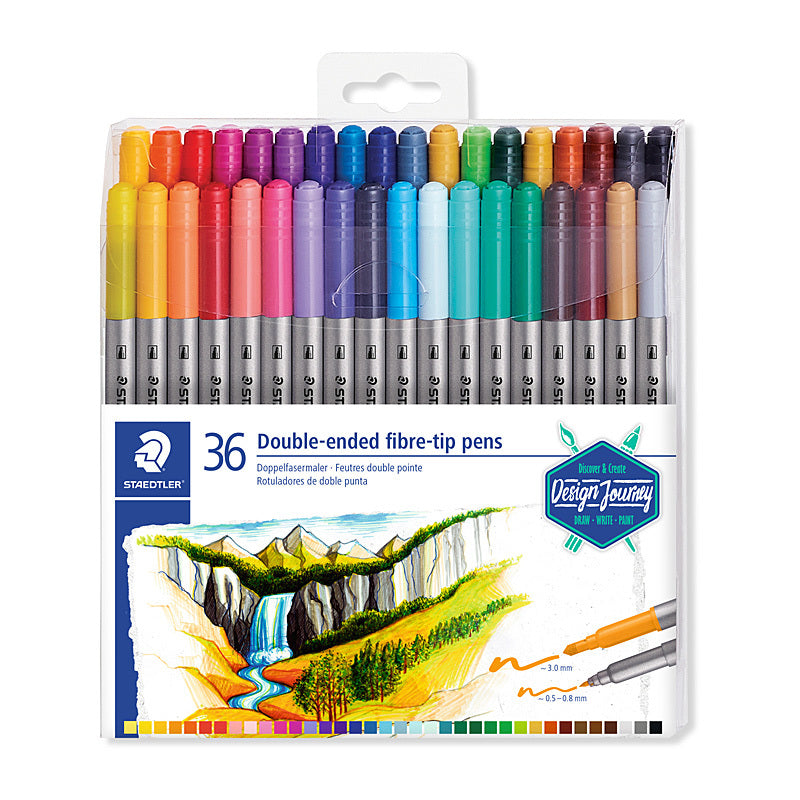 Staed Dbl Fibre Pen Ast Wlt36 Assorted