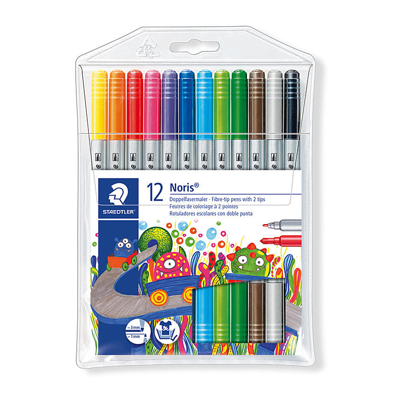 Staed Dbl Fibre Pen Ast Wlt12 Assorted