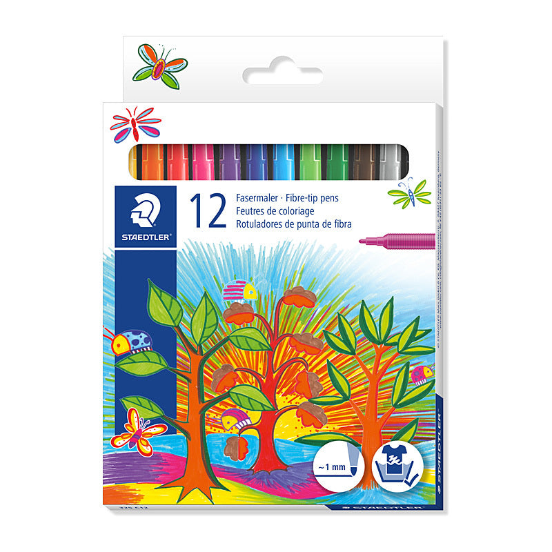 Staed Fibre Tip Pen Ast Bx12 Assorted