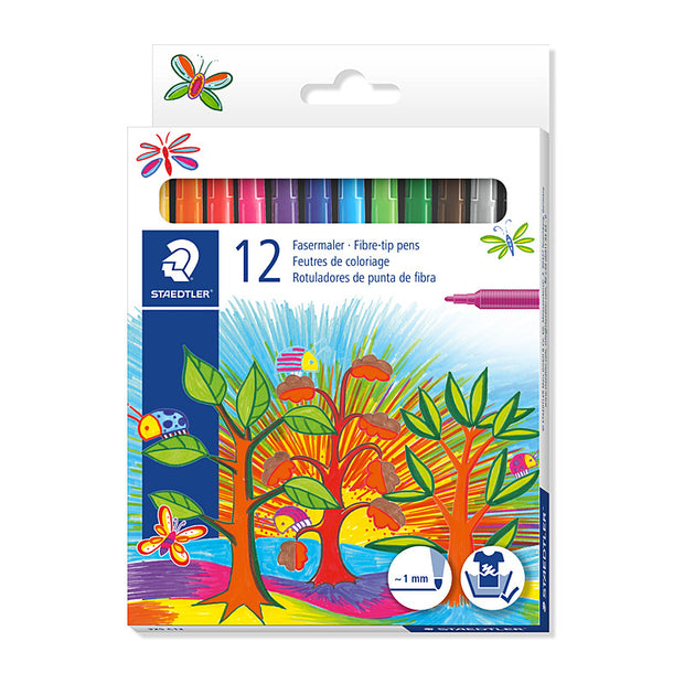 Staed Fibre Tip Pen Ast Bx12 Assorted