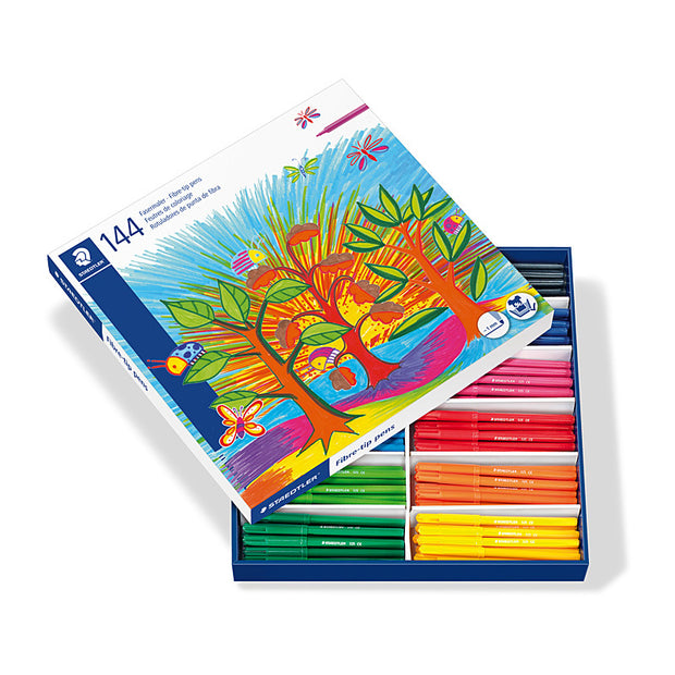 Staed Fibre Tip Pen Ast Pk144 Assorted