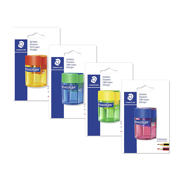 Staed Tub Red Sharpenr Ast Bx10 Assorted